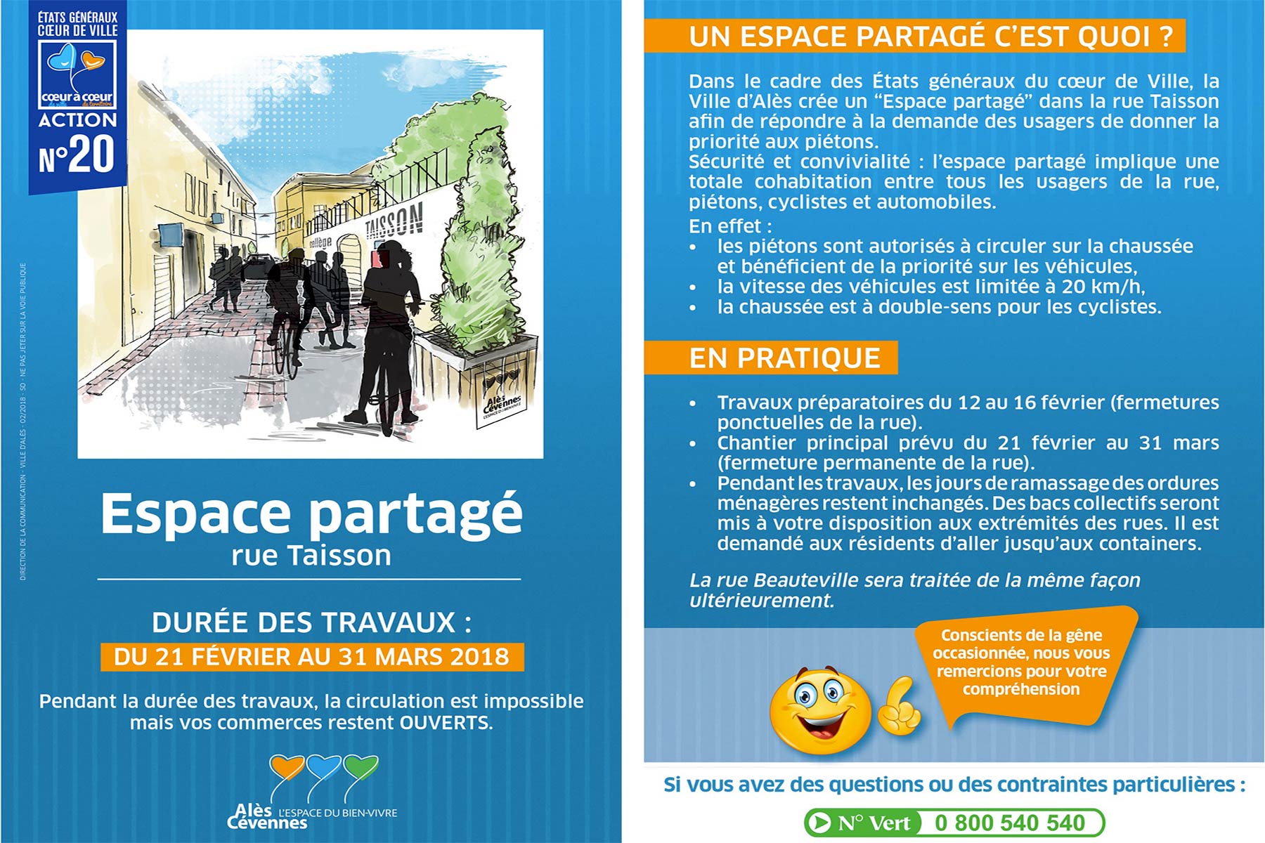 Flyer d'information travaix Rue Taisson, espace partagé